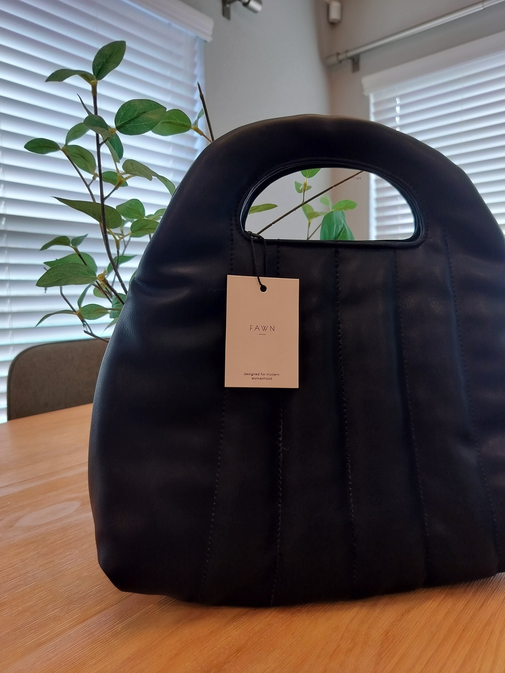 Black Quilted Handle Tote